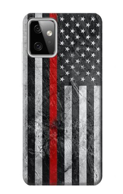 W3687 Firefighter Thin Red Line American Flag Hülle Schutzhülle Taschen und Leder Flip für Motorola Moto G Power (2023) 5G