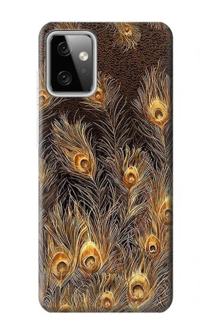 W3691 Gold Peacock Feather Hülle Schutzhülle Taschen und Leder Flip für Motorola Moto G Power (2023) 5G