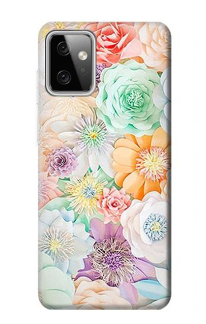 W3705 Pastel Floral Flower Hülle Schutzhülle Taschen und Leder Flip für Motorola Moto G Power (2023) 5G