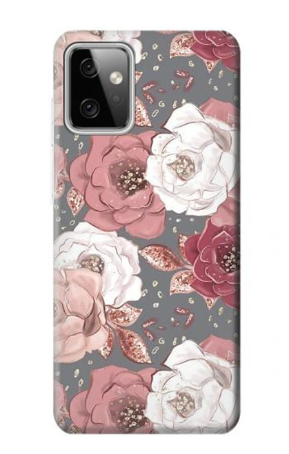 W3716 Rose Floral Pattern Hülle Schutzhülle Taschen und Leder Flip für Motorola Moto G Power (2023) 5G