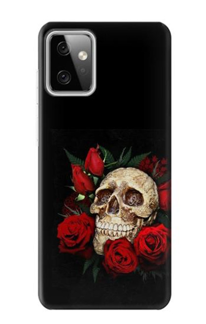 W3753 Dark Gothic Goth Skull Roses Hülle Schutzhülle Taschen und Leder Flip für Motorola Moto G Power (2023) 5G