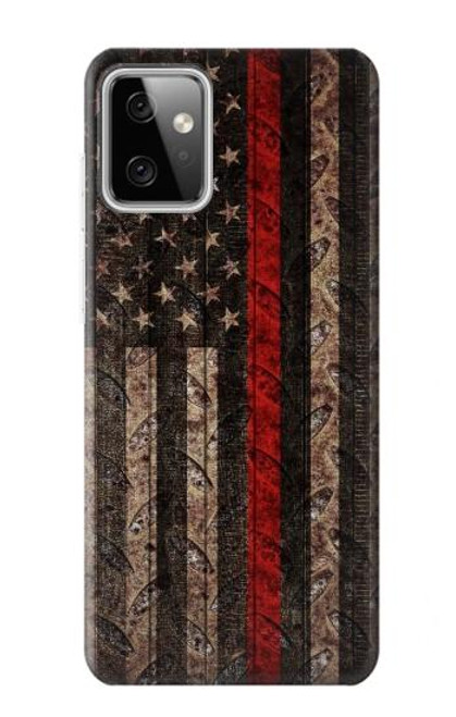 W3804 Fire Fighter Metal Red Line Flag Graphic Hülle Schutzhülle Taschen und Leder Flip für Motorola Moto G Power (2023) 5G