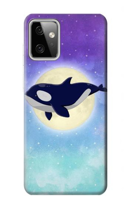 W3807 Killer Whale Orca Moon Pastel Fantasy Hülle Schutzhülle Taschen und Leder Flip für Motorola Moto G Power (2023) 5G