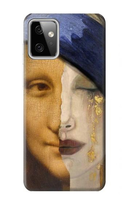 W3853 Mona Lisa Gustav Klimt Vermeer Hülle Schutzhülle Taschen und Leder Flip für Motorola Moto G Power (2023) 5G
