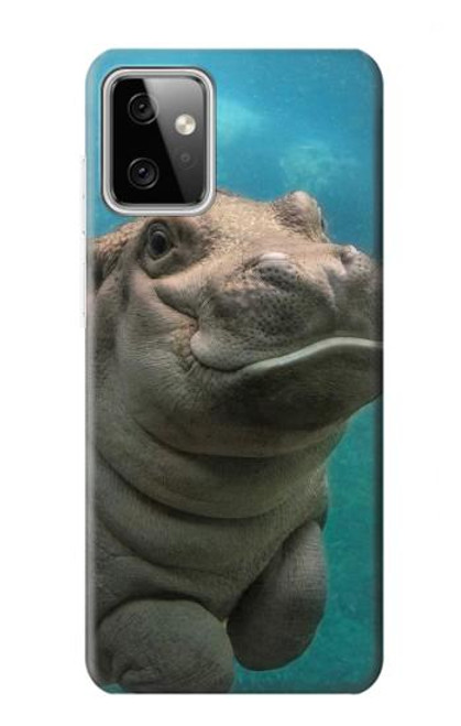 W3871 Cute Baby Hippo Hippopotamus Hülle Schutzhülle Taschen und Leder Flip für Motorola Moto G Power (2023) 5G