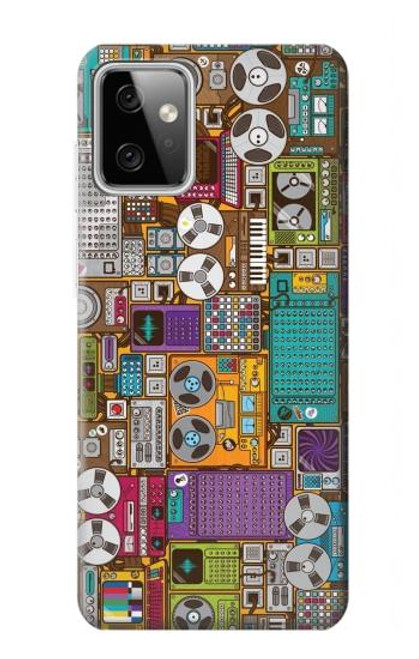 W3879 Retro Music Doodle Hülle Schutzhülle Taschen und Leder Flip für Motorola Moto G Power (2023) 5G