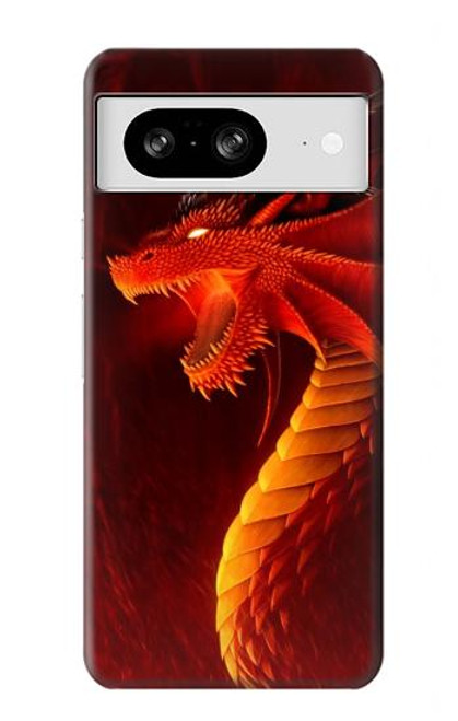 W0526 Red Dragon Hülle Schutzhülle Taschen und Leder Flip für Google Pixel 8