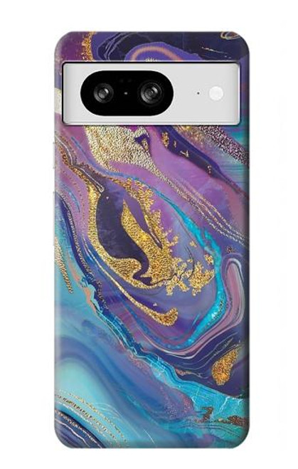 W3676 Colorful Abstract Marble Stone Hülle Schutzhülle Taschen und Leder Flip für Google Pixel 8