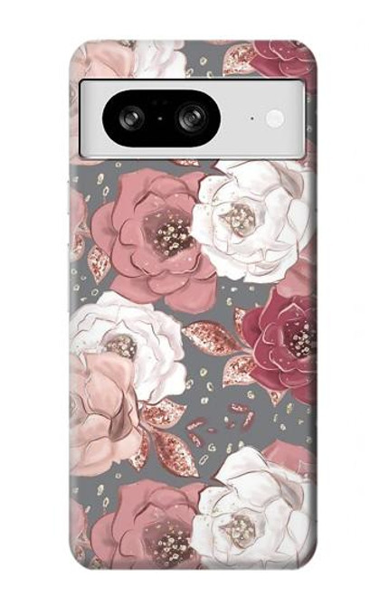 W3716 Rose Floral Pattern Hülle Schutzhülle Taschen und Leder Flip für Google Pixel 8