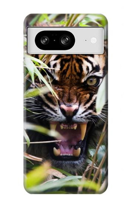 W3838 Barking Bengal Tiger Hülle Schutzhülle Taschen und Leder Flip für Google Pixel 8