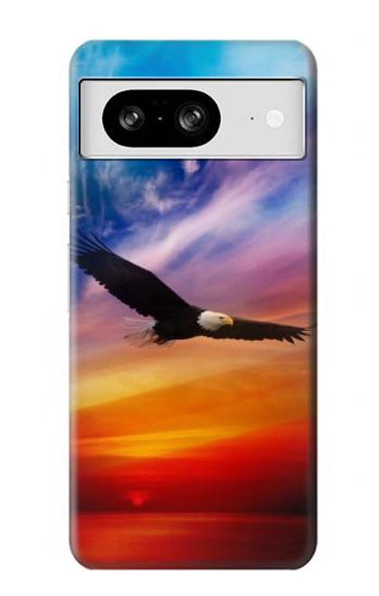 W3841 Bald Eagle Flying Colorful Sky Hülle Schutzhülle Taschen und Leder Flip für Google Pixel 8