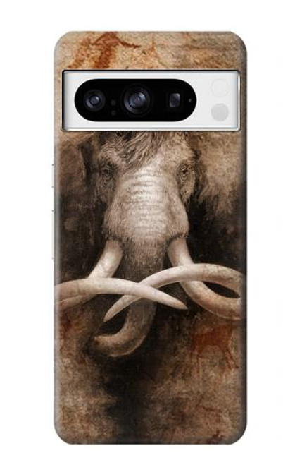 W3427 Mammoth Ancient Cave Art Hülle Schutzhülle Taschen und Leder Flip für Google Pixel 8 pro