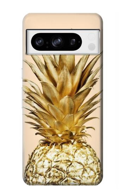 W3490 Gold Pineapple Hülle Schutzhülle Taschen und Leder Flip für Google Pixel 8 pro