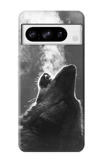 W3505 Wolf Howling Hülle Schutzhülle Taschen und Leder Flip für Google Pixel 8 pro