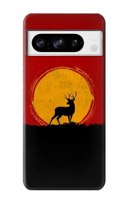 W3513 Deer Sunset Hülle Schutzhülle Taschen und Leder Flip für Google Pixel 8 pro