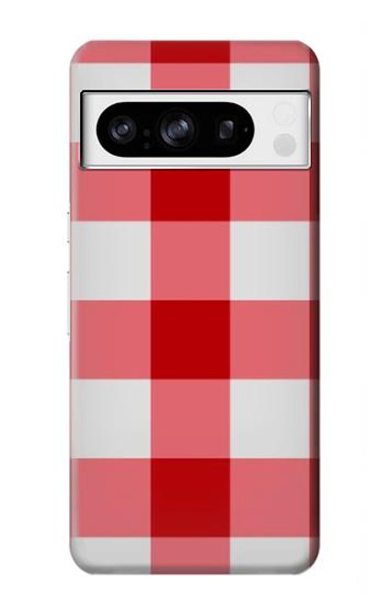 W3535 Red Gingham Hülle Schutzhülle Taschen und Leder Flip für Google Pixel 8 pro