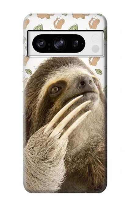 W3559 Sloth Pattern Hülle Schutzhülle Taschen und Leder Flip für Google Pixel 8 pro