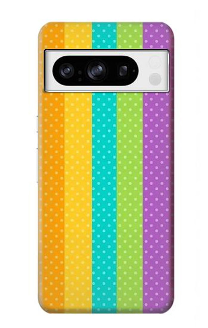 W3678 Colorful Rainbow Vertical Hülle Schutzhülle Taschen und Leder Flip für Google Pixel 8 pro