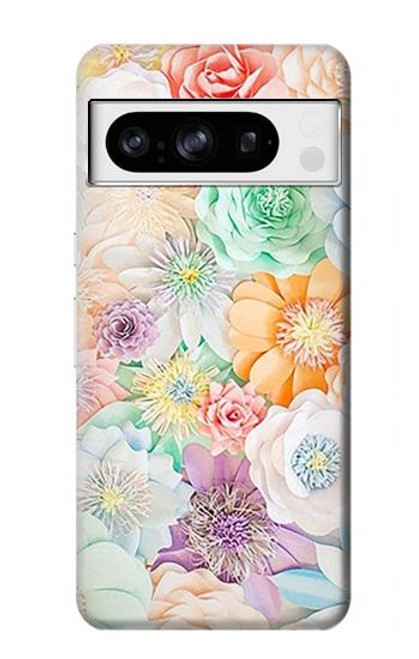 W3705 Pastel Floral Flower Hülle Schutzhülle Taschen und Leder Flip für Google Pixel 8 pro