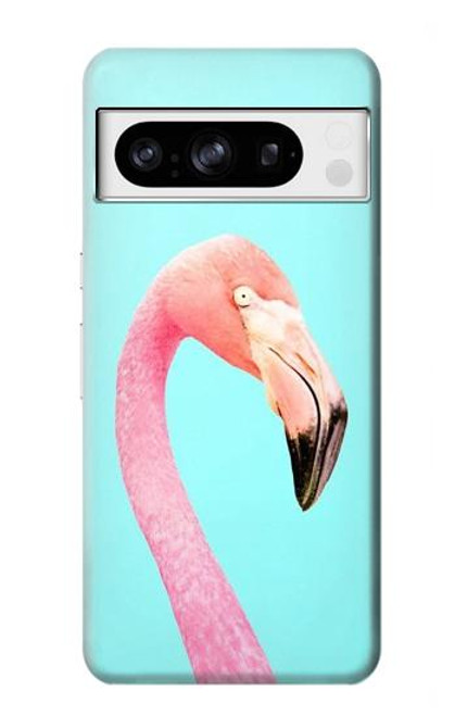 W3708 Pink Flamingo Hülle Schutzhülle Taschen und Leder Flip für Google Pixel 8 pro