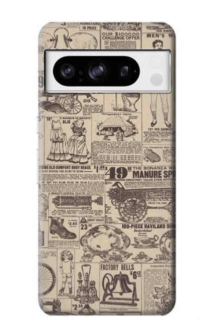 W3819 Retro Vintage Paper Hülle Schutzhülle Taschen und Leder Flip für Google Pixel 8 pro