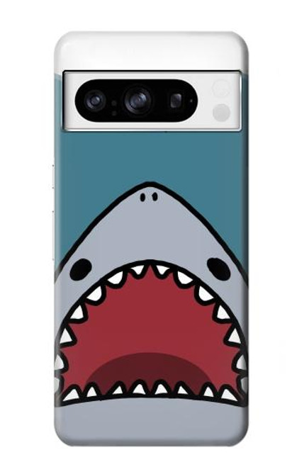 W3825 Cartoon Shark Sea Diving Hülle Schutzhülle Taschen und Leder Flip für Google Pixel 8 pro