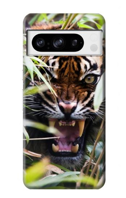 W3838 Barking Bengal Tiger Hülle Schutzhülle Taschen und Leder Flip für Google Pixel 8 pro
