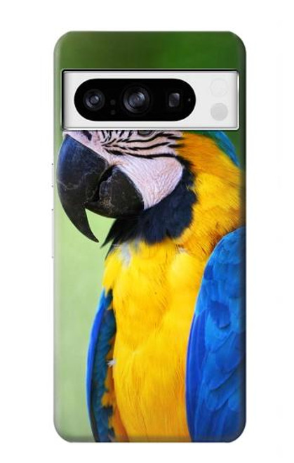 W3888 Macaw Face Bird Hülle Schutzhülle Taschen und Leder Flip für Google Pixel 8 pro