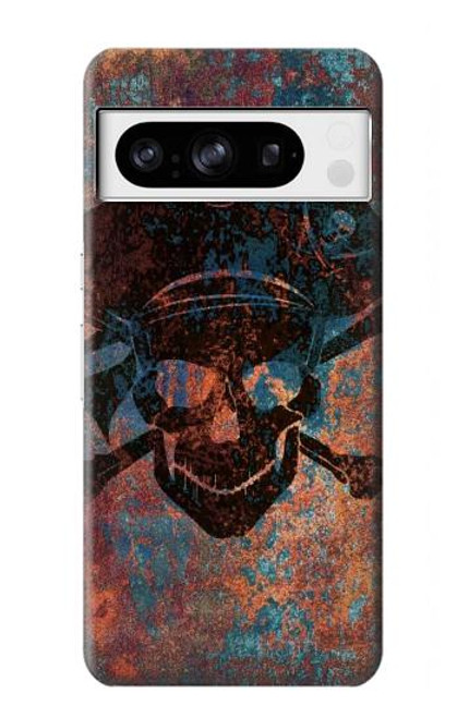 W3895 Pirate Skull Metal Hülle Schutzhülle Taschen und Leder Flip für Google Pixel 8 pro