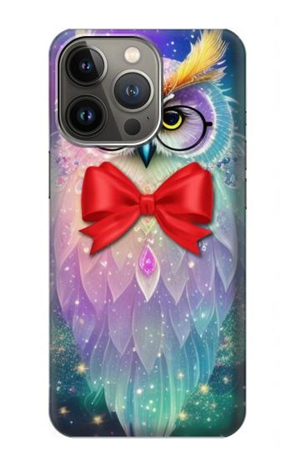 W3934 Fantasy Nerd Owl Hülle Schutzhülle Taschen und Leder Flip für iPhone 14 Pro