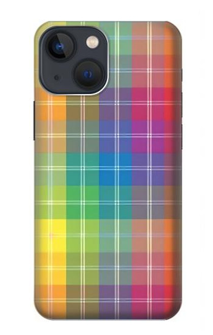 W3942 LGBTQ Rainbow Plaid Tartan Hülle Schutzhülle Taschen und Leder Flip für iPhone 14 Plus