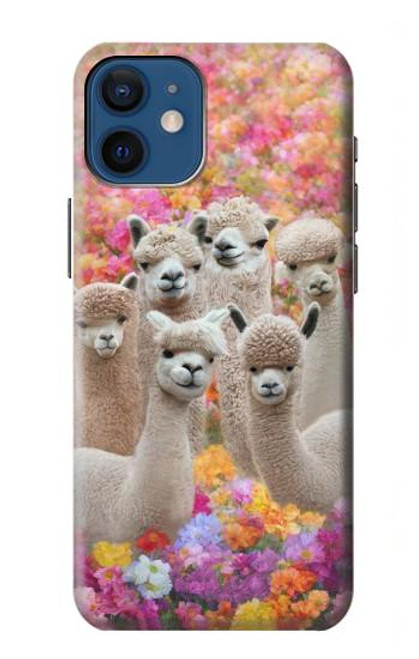 W3916 Alpaca Family Baby Alpaca Hülle Schutzhülle Taschen und Leder Flip für iPhone 12 mini