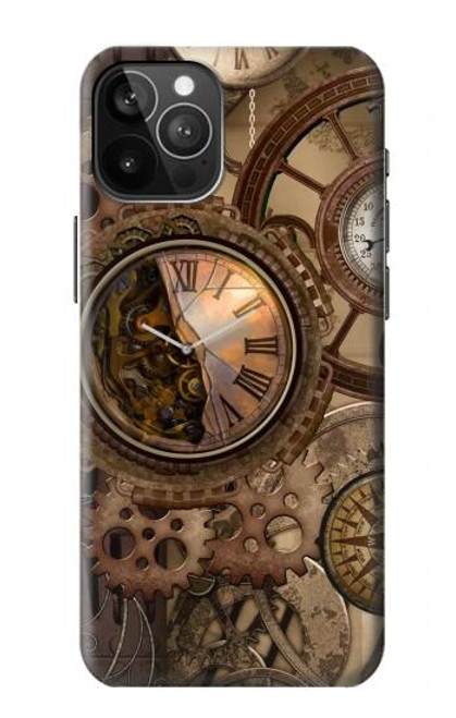 W3927 Compass Clock Gage Steampunk Hülle Schutzhülle Taschen und Leder Flip für iPhone 12 Pro Max