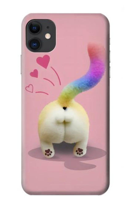 W3923 Cat Bottom Rainbow Tail Hülle Schutzhülle Taschen und Leder Flip für iPhone 11