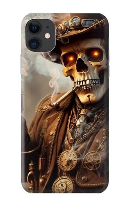 W3949 Steampunk Skull Smoking Hülle Schutzhülle Taschen und Leder Flip für iPhone 11