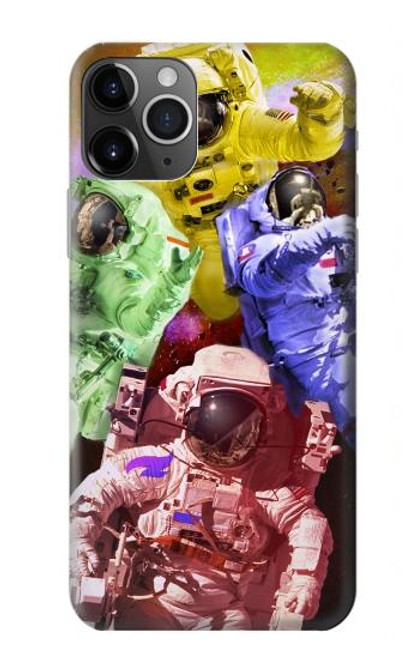 W3914 Colorful Nebula Astronaut Suit Galaxy Hülle Schutzhülle Taschen und Leder Flip für iPhone 11 Pro