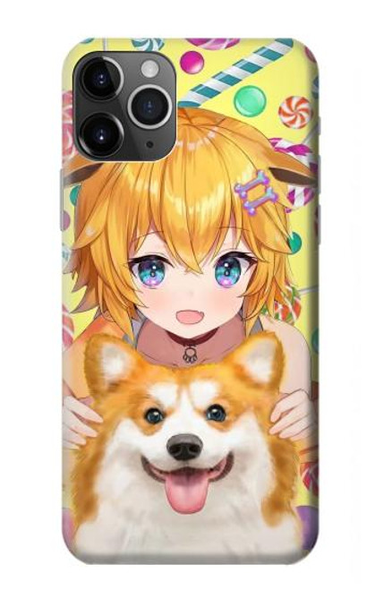 W3918 Baby Corgi Dog Corgi Girl Candy Hülle Schutzhülle Taschen und Leder Flip für iPhone 11 Pro Max