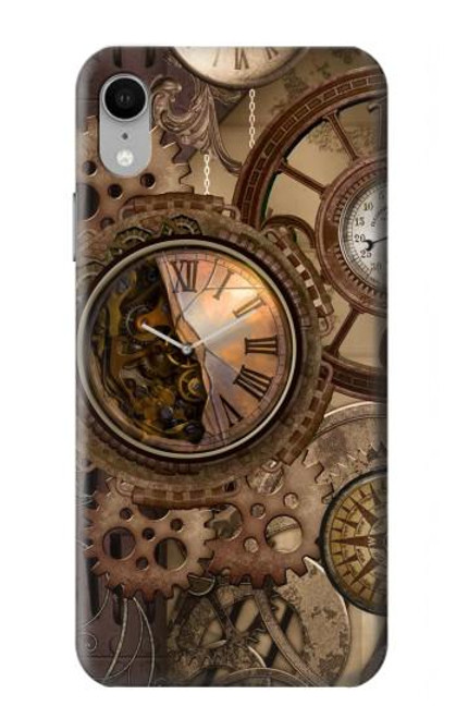 W3927 Compass Clock Gage Steampunk Hülle Schutzhülle Taschen und Leder Flip für iPhone XR