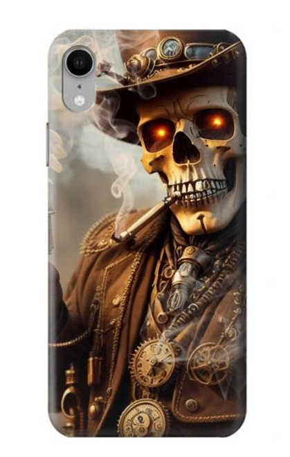 W3949 Steampunk Skull Smoking Hülle Schutzhülle Taschen und Leder Flip für iPhone XR