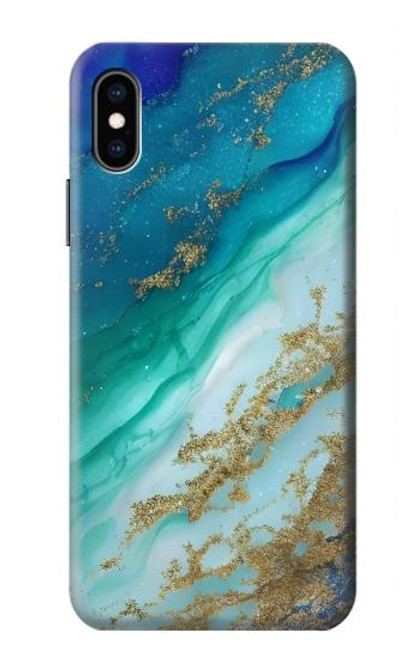 W3920 Abstract Ocean Blue Color Mixed Emerald Hülle Schutzhülle Taschen und Leder Flip für iPhone X, iPhone XS