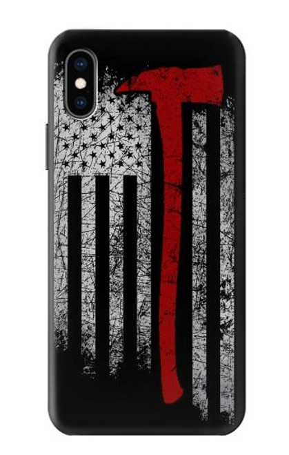 W3958 Firefighter Axe Flag Hülle Schutzhülle Taschen und Leder Flip für iPhone X, iPhone XS