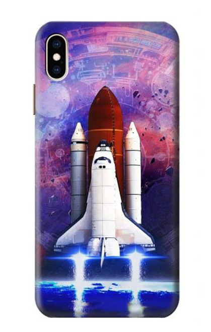 W3913 Colorful Nebula Space Shuttle Hülle Schutzhülle Taschen und Leder Flip für iPhone XS Max