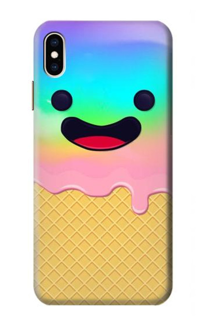 W3939 Ice Cream Cute Smile Hülle Schutzhülle Taschen und Leder Flip für iPhone XS Max