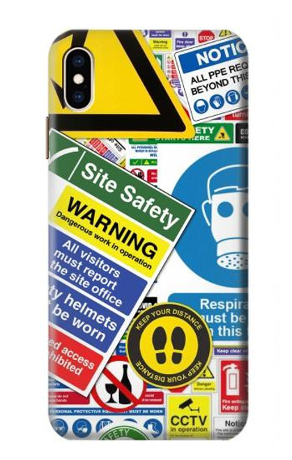 W3960 Safety Signs Sticker Collage Hülle Schutzhülle Taschen und Leder Flip für iPhone XS Max