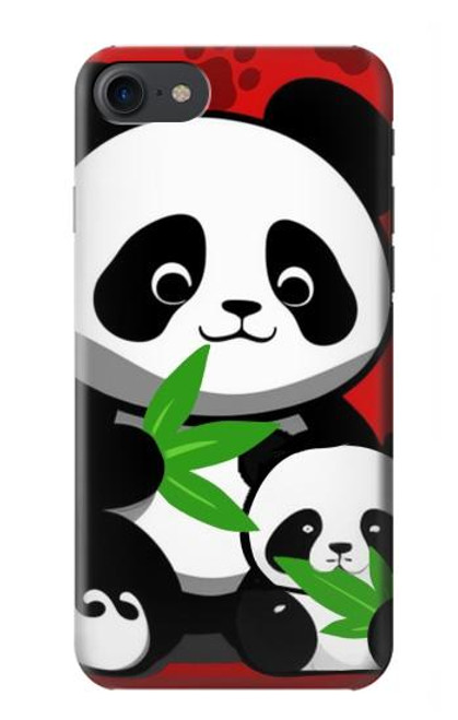 W3929 Cute Panda Eating Bamboo Hülle Schutzhülle Taschen und Leder Flip für iPhone 7, iPhone 8, iPhone SE (2020) (2022)