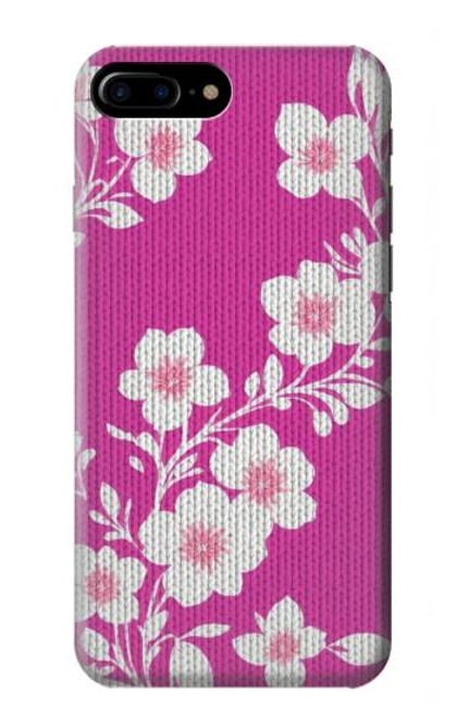 W3924 Cherry Blossom Pink Background Hülle Schutzhülle Taschen und Leder Flip für iPhone 7 Plus, iPhone 8 Plus