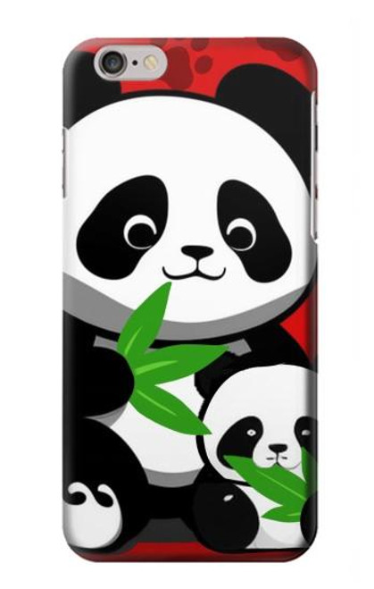 W3929 Cute Panda Eating Bamboo Hülle Schutzhülle Taschen und Leder Flip für iPhone 6 6S