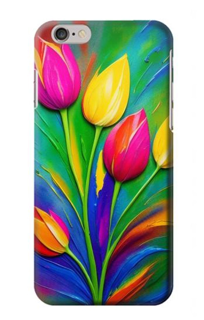 W3926 Colorful Tulip Oil Painting Hülle Schutzhülle Taschen und Leder Flip für iPhone 6 Plus, iPhone 6s Plus