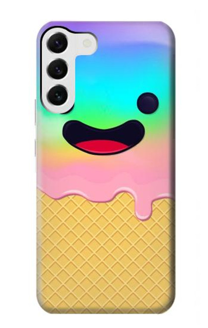 W3939 Ice Cream Cute Smile Hülle Schutzhülle Taschen und Leder Flip für Samsung Galaxy S23 Plus