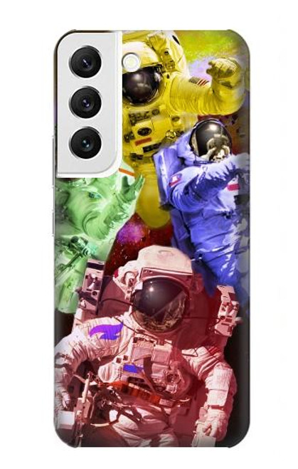 W3914 Colorful Nebula Astronaut Suit Galaxy Hülle Schutzhülle Taschen und Leder Flip für Samsung Galaxy S22